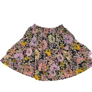 BB Dakota Steve Madden Skirt‎ Smocked Waist Fairy Floral Tiered Boho Women Small